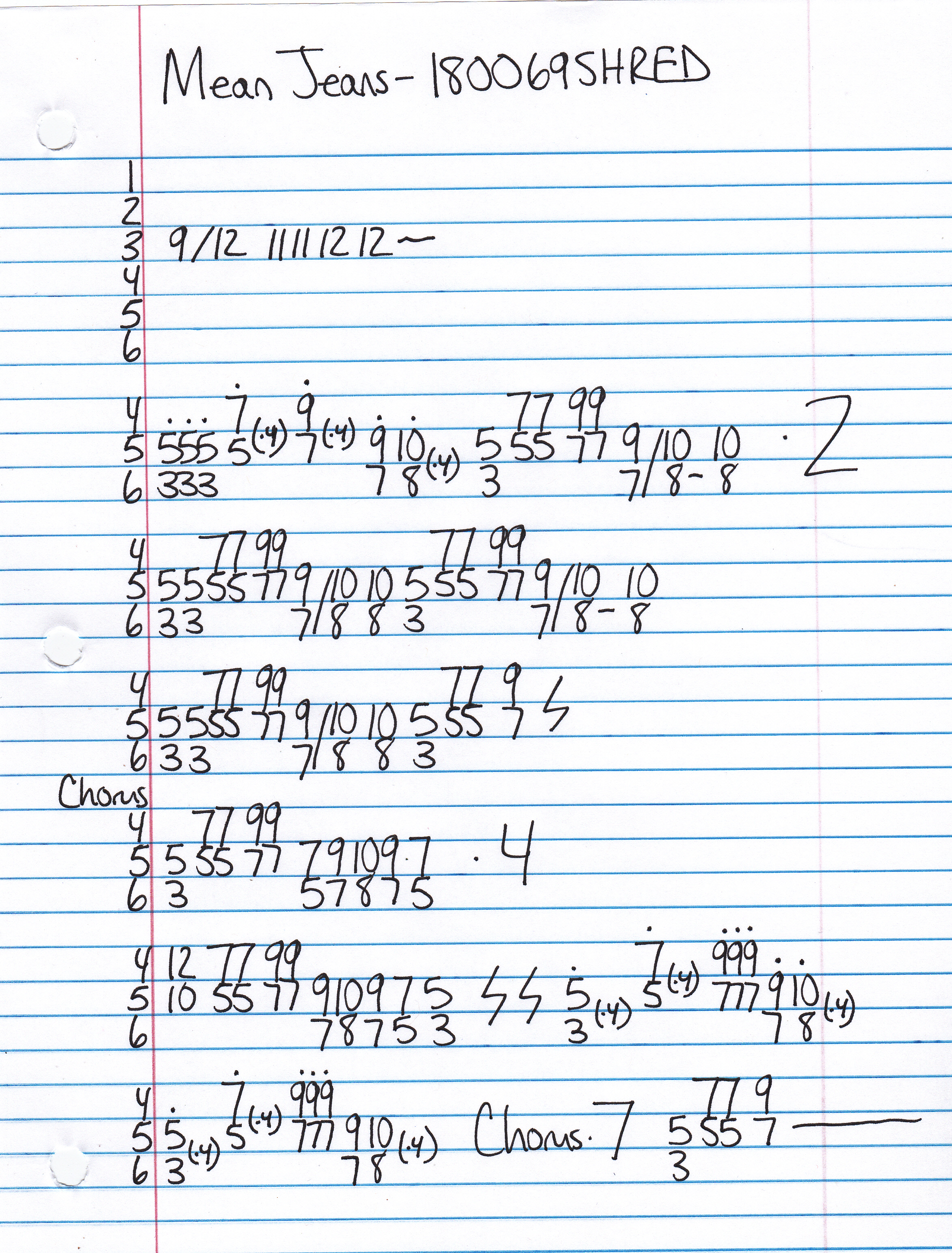 High quality guitar tab for 180069SHRED by Mean Jeans off of the album Jingles. ***Complete and accurate guitar tab!***